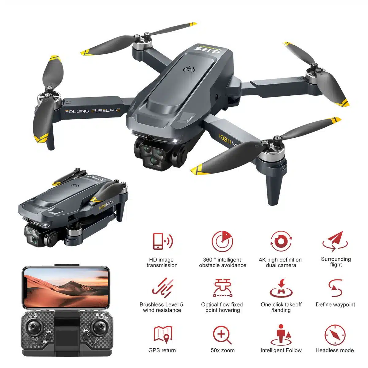 K811 MAX Mini 4K HD GPS Drone